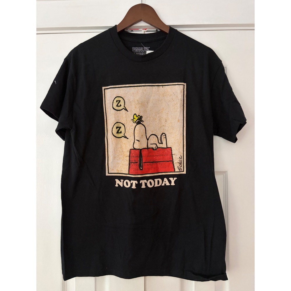 Peanuts Snoopy Not Today Graphic Tee Black Cotton T-Shirt 2PNT3020 Medium